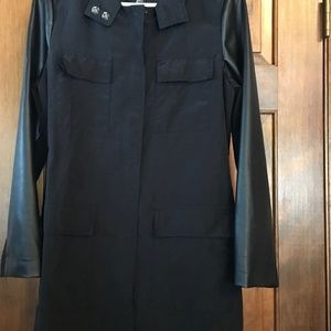 "HOST PICK" Alfani Petite/ Med Black Jacket with  Vegan Faux Leather Sleeves